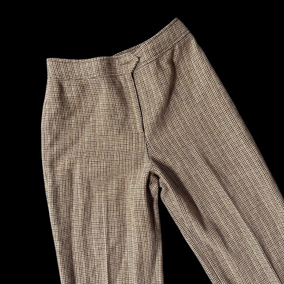 The Villager Pants - Vintage Womens Pants Tan Brown Houndstooth The Villager USA Union Made Retro